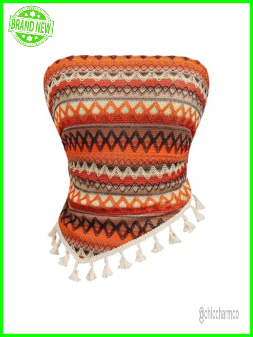 Women's Boho Fringe Tube Top Strapless Tie Back Bandeau Summer